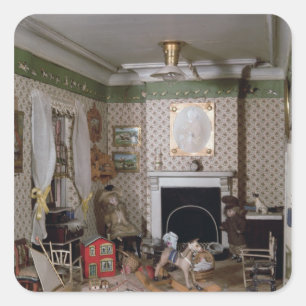 Nursery med leksak från Miss Miles House, 1890 Fyrkantigt Klistermärke