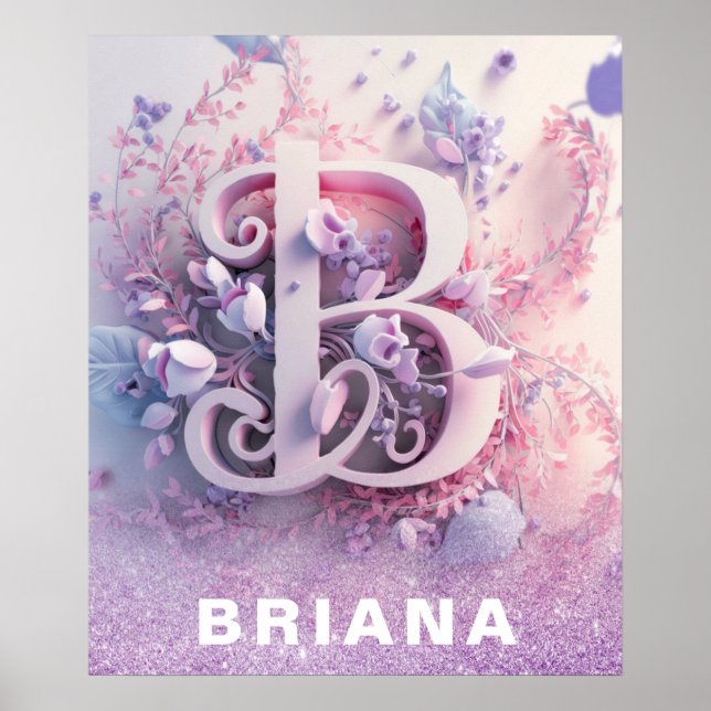 *~* Nursery Monogram AP71 Girl Brev B Poster (Framsidan)