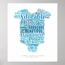 Nursery Poster Pojke Babygrow Newborn Gift