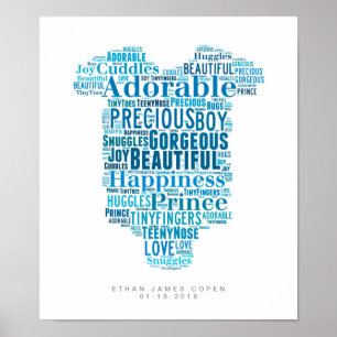 Nursery Poster Pojke Babygrow Newborn Gift