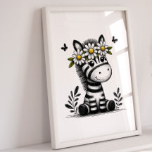 Nursery Prints | Zebra Animal Safari Girls