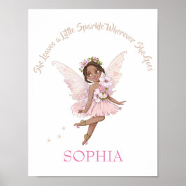 Nursery Quote Cute Fairy Rosa Mörk Hair Poster
