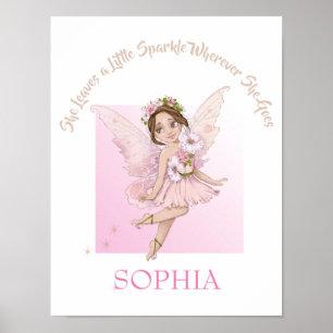 Nursery Quote Cute Rosa Fairy Gnistra Mörk Hair Poster