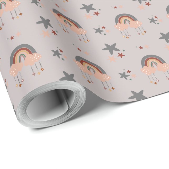 Nursery Rainbow Stars Multifärgad Elegant Presentpapper (Rulle Hörn)