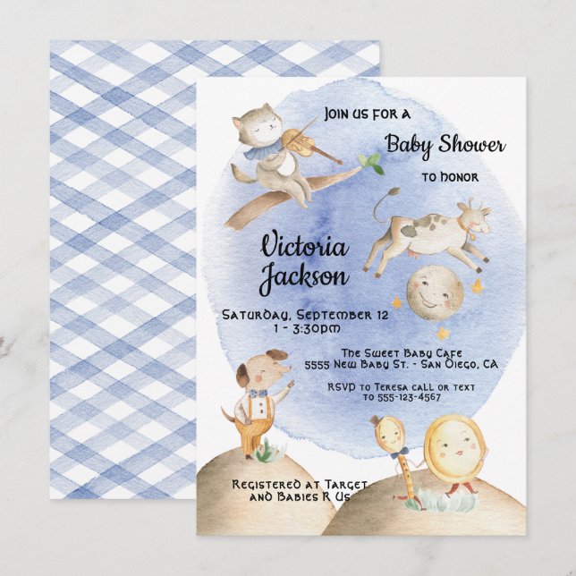 Nursery Rhyme babyduschinbjudningar Inbjudningar (Fram/baksida)