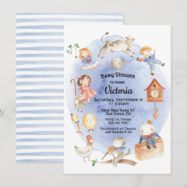 Nursery Rhyme babyduschinbjudningar Inbjudningar (Fram/baksida)