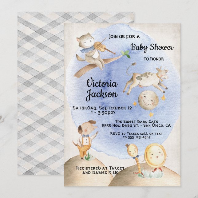 Nursery Rhyme babyduschinbjudningar Inbjudningar (Fram/baksida)