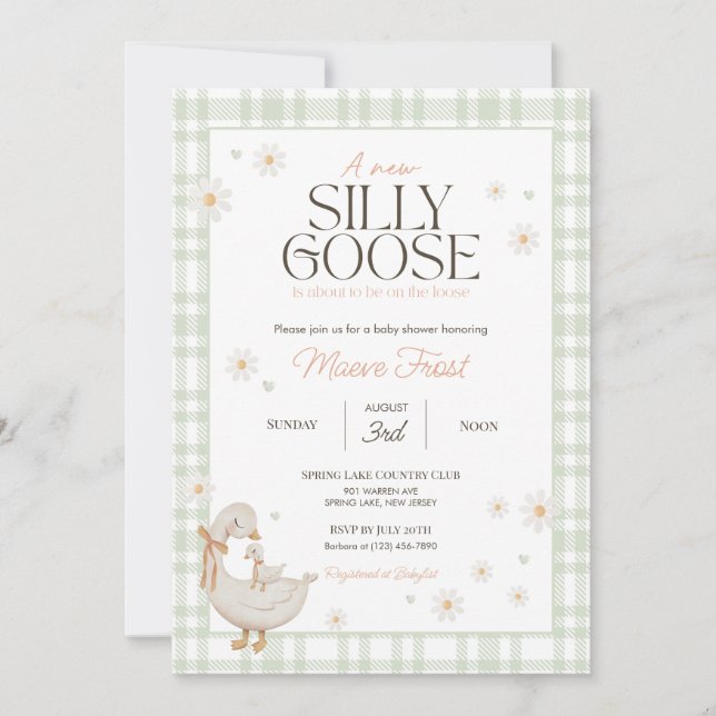 Nursery Rhyme Fånig Goose Baby Shower-inbjudan Inbjudningar (Framsida)