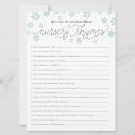 Nursery Rhyme Game Snowflake Baby Shower Game Card Inbjudningar