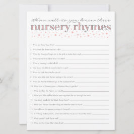 Nursery Rhyme Game Star Baby Shower Game Card