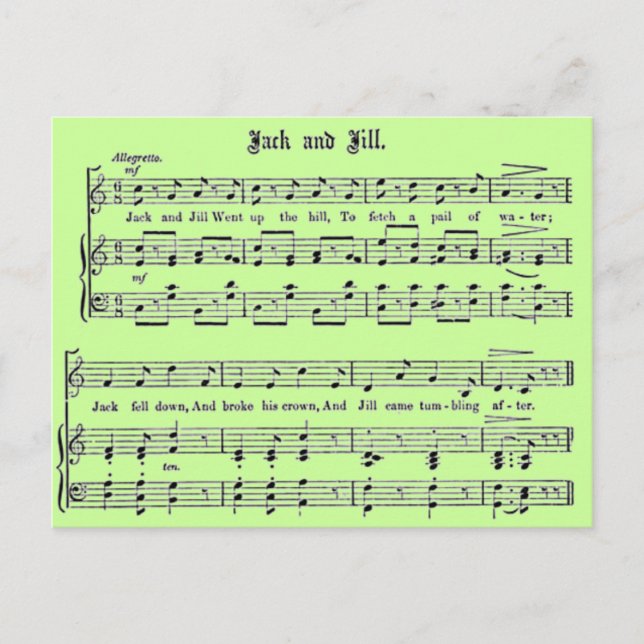 Nursery Rhyme Jack och Jill Postcard Vykort (Framsida)