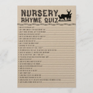 Nursery Rhyme Quiz Baby Shower-spel Inbjudningar
