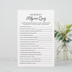 Nursery Rhyme Quiz Baby Shower-spel med svar