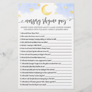 Nursery Rhyme Quiz Baby Shower-spel med svar