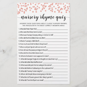 Nursery Rhyme Quiz Baby Shower-spel med svar