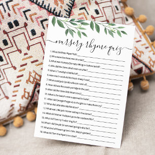 Nursery Rhyme Quiz Baby Shower-spelkort Inbjudningar