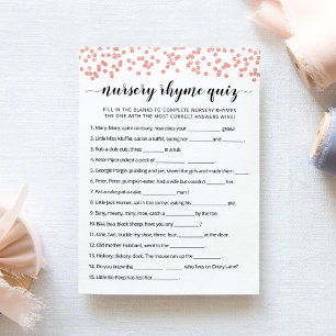 Nursery Rhyme Quiz Baby Shower-spelkort Inbjudningar