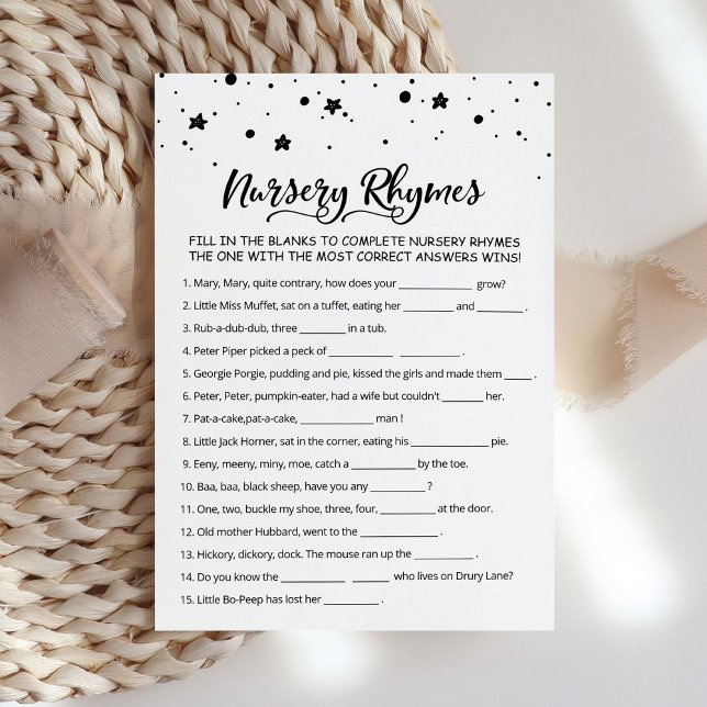 Nursery Rhyme Quiz Baby Shower-spelkort Inbjudningar (Skapare uppladdad)