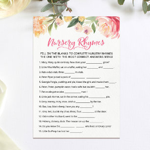 Nursery Rhyme Quiz Baby Shower-spelkort Inbjudningar