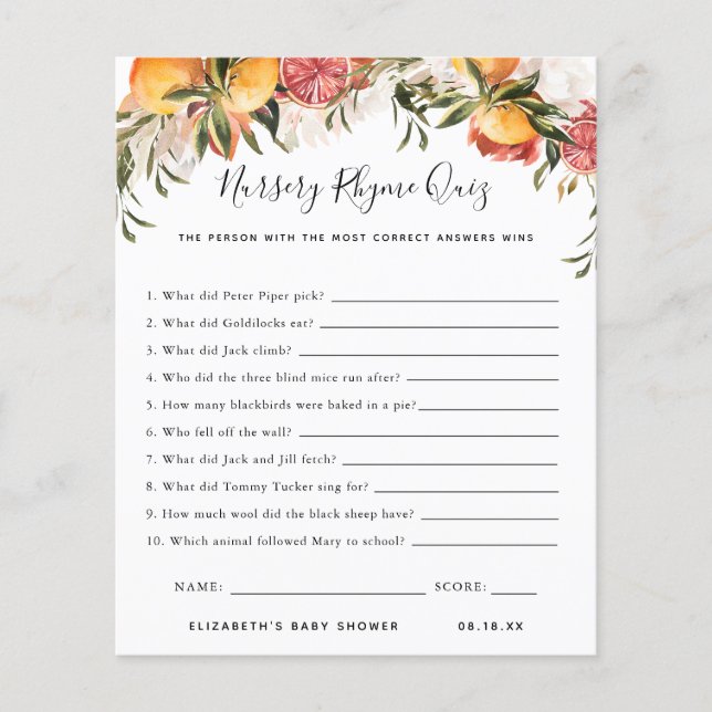 Nursery Rhyme Quiz | Barnstödsspel (Framsida)