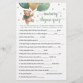 Nursery Rhyme Quiz Game Baby Shower Nalle