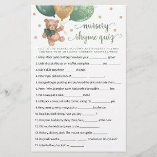 Nursery Rhyme Quiz Game Baby Shower Nalle