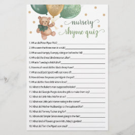 Nursery Rhyme Quiz Game Baby Shower Nalle