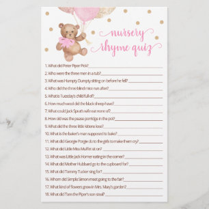Nursery Rhyme Quiz Game Baby Shower Nalle