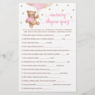 Nursery Rhyme Quiz Game Baby Shower Nalle