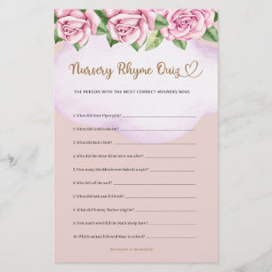 Nursery Rhyme Quiz Nalle Girl Baby Shower