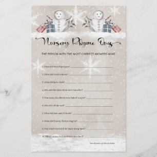 Nursery Rhyme Quiz Snögubbe Baby Shower
