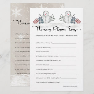 Nursery Rhyme Quiz Snögubbe Baby Shower