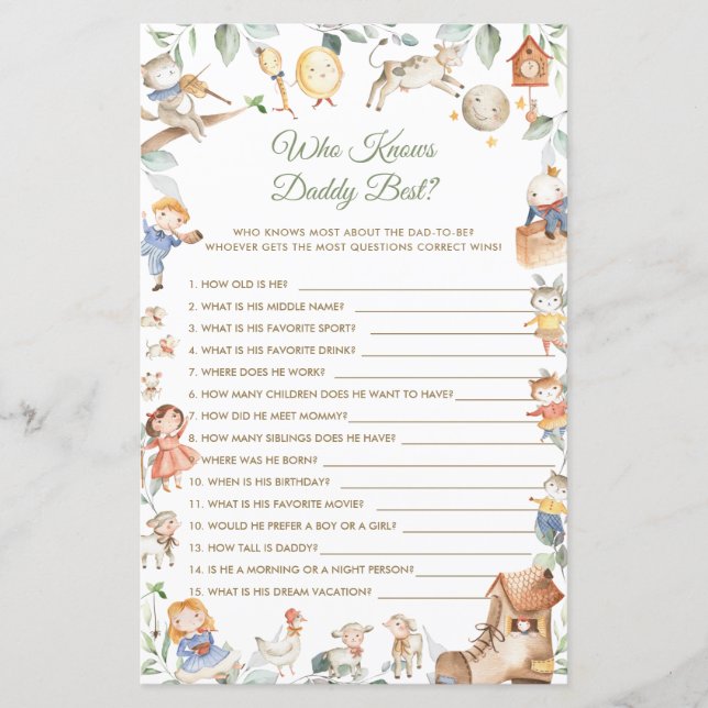 Nursery Rhyme som känner pappa Best Shower-spel (Framsida)