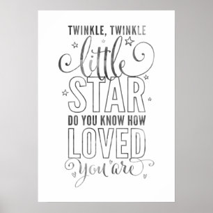 NURSERY RHYME twinkle, twinkle Little star grått Poster