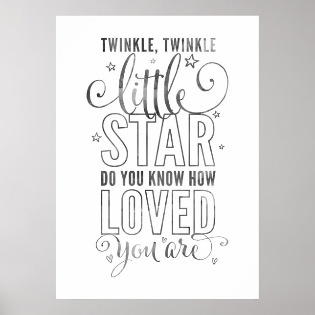 NURSERY RHYME twinkle, twinkle Little star grått Poster (Framsidan)