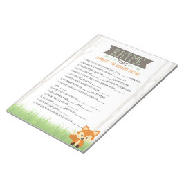 Nursery Rhyme Woodland Fox Baby Shower Game Pack Anteckningsblock