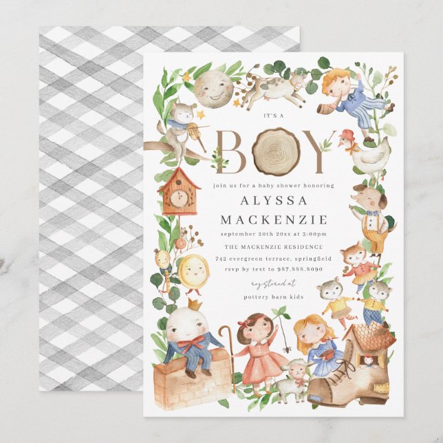 Nursery Rhymes Baby Shower Invitation Inbjudningar (Fram/baksida)