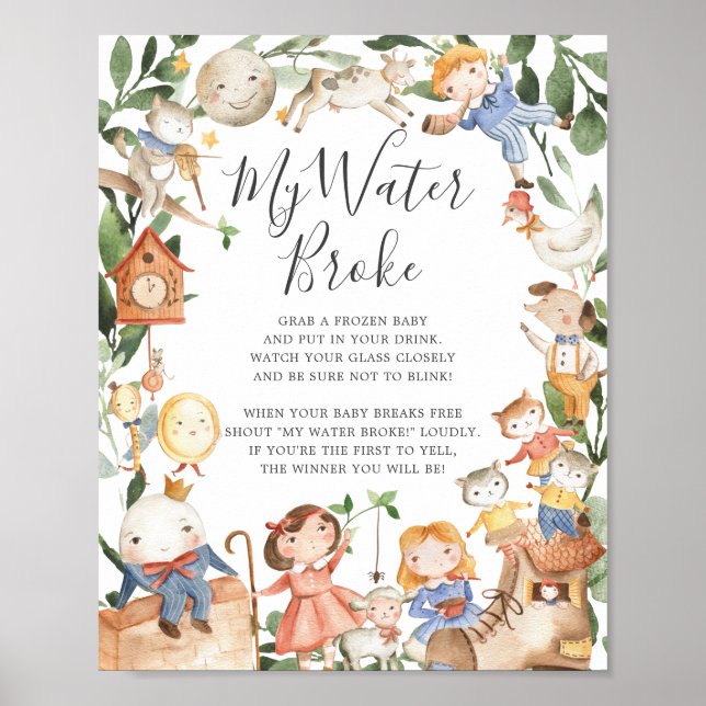 Nursery Rhymes Baby Shower Mitt Vatten Fattiga tec Poster (Framsidan)