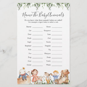 Nursery Rhymes Baby Shower Namn Baby djur
