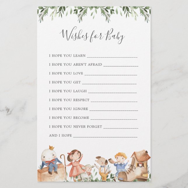 Nursery Rhymes Baby Shower Önskemål för Baby (Framsida)