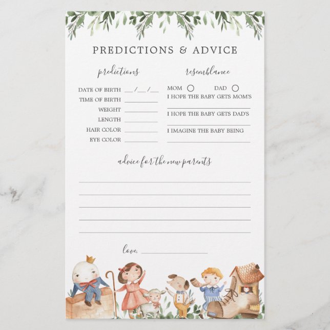 Nursery Rhymes Baby Shower Predictions and Advice (Framsida)