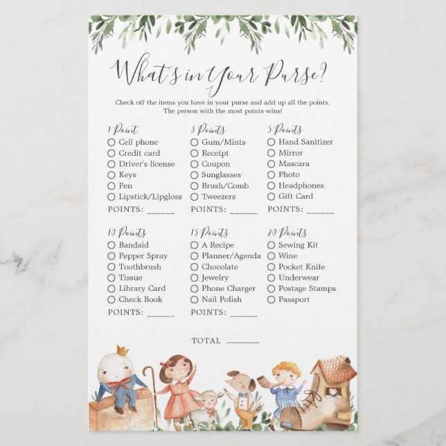 Nursery Rhymes Baby Shower What's in your Purse (Framsida)