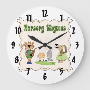 Nursery Rhymes Cow & Fiddle Kids Clock Stor Klocka