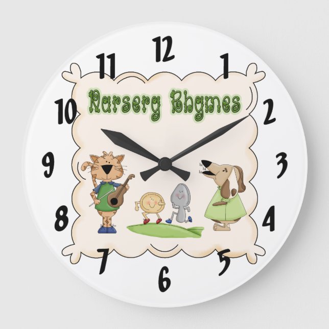 Nursery Rhymes Cow & Fiddle Kids Clock Stor Klocka (Framsida)