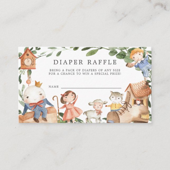 Nursery Rhymes Diaper Raffle Baby Shower Card Tilläggskort (Framsida)