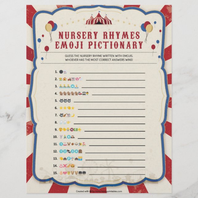 Nursery Rhymes Emoji [Circus Theme] Brevhuvud (Framsida)