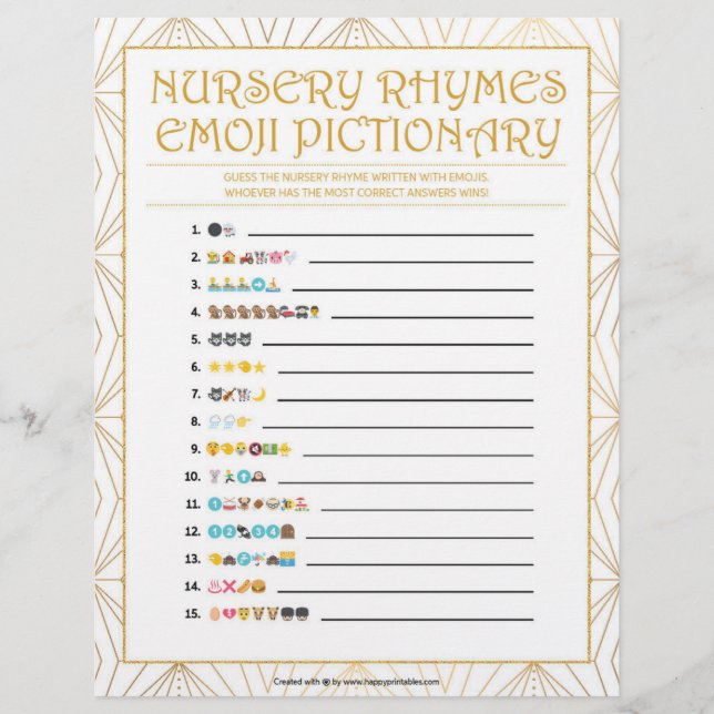 Nursery Rhymes Emoji [Golden Linjer] Brevhuvud (Framsida)