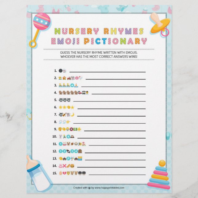 Nursery Rhymes Emoji Pictionary [Baby Basics Blue] Brevhuvud (Framsida)