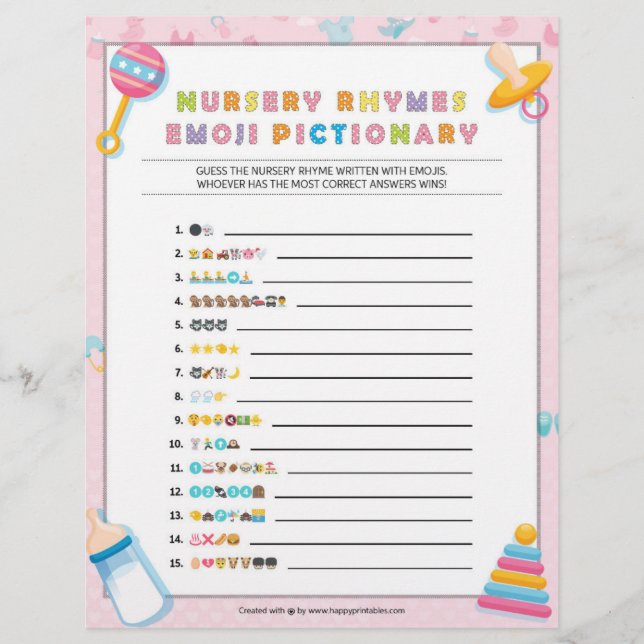 Nursery Rhymes Emoji Pictionary [Baby Basics Rosa] Brevhuvud (Framsida)