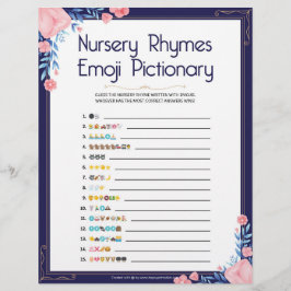 Nursery Rhymes Emoji Pictionary[Blommigt Ram] Brevhuvud